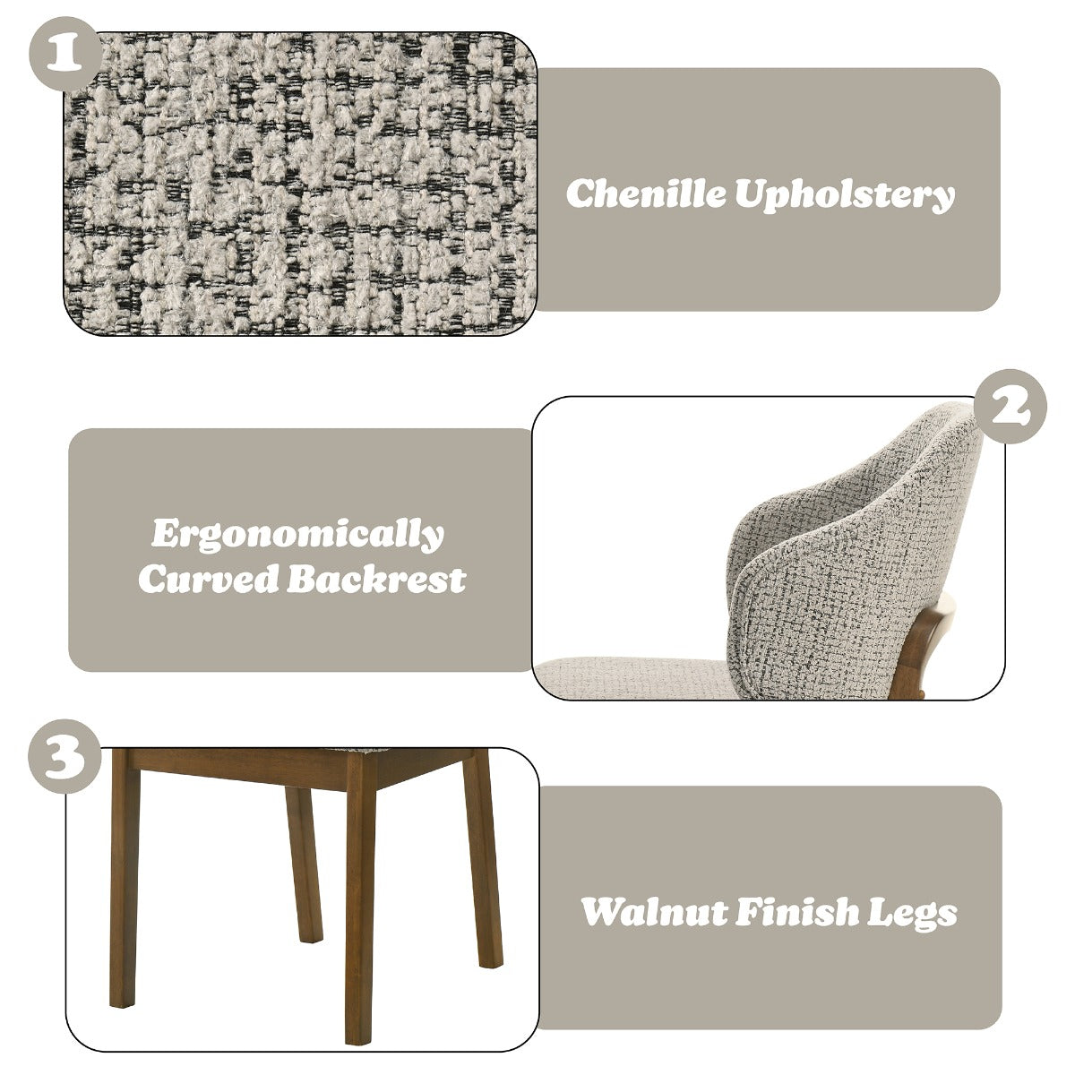 Oleia Chenille/Walnut Side Chair (Set of 2)
