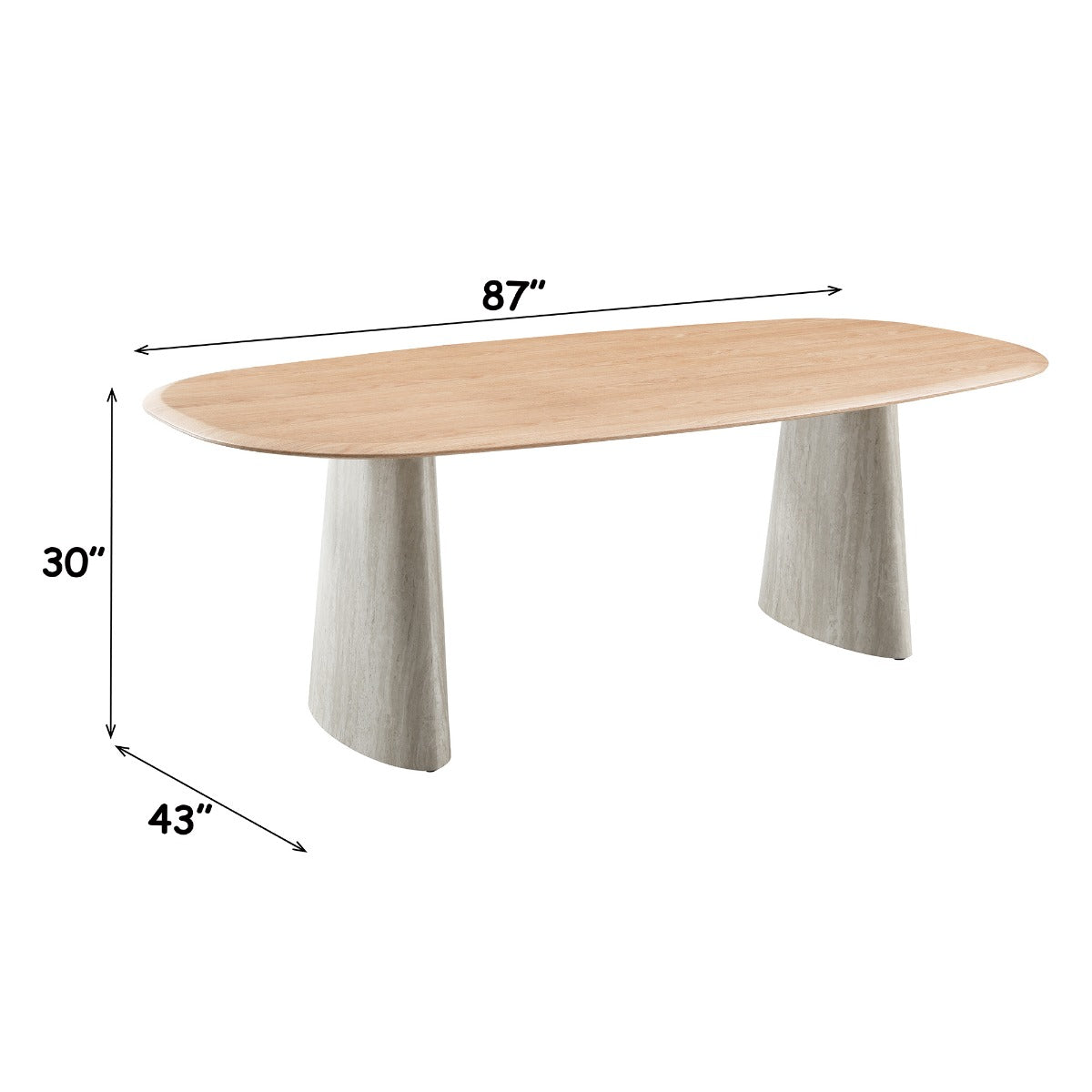 Ogin Gray Travertine Dining Table