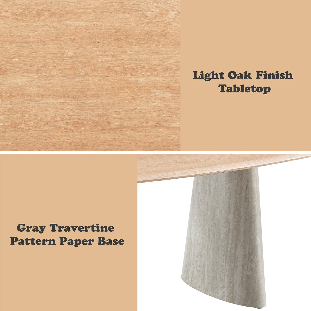 Ogin Gray Travertine Dining Table