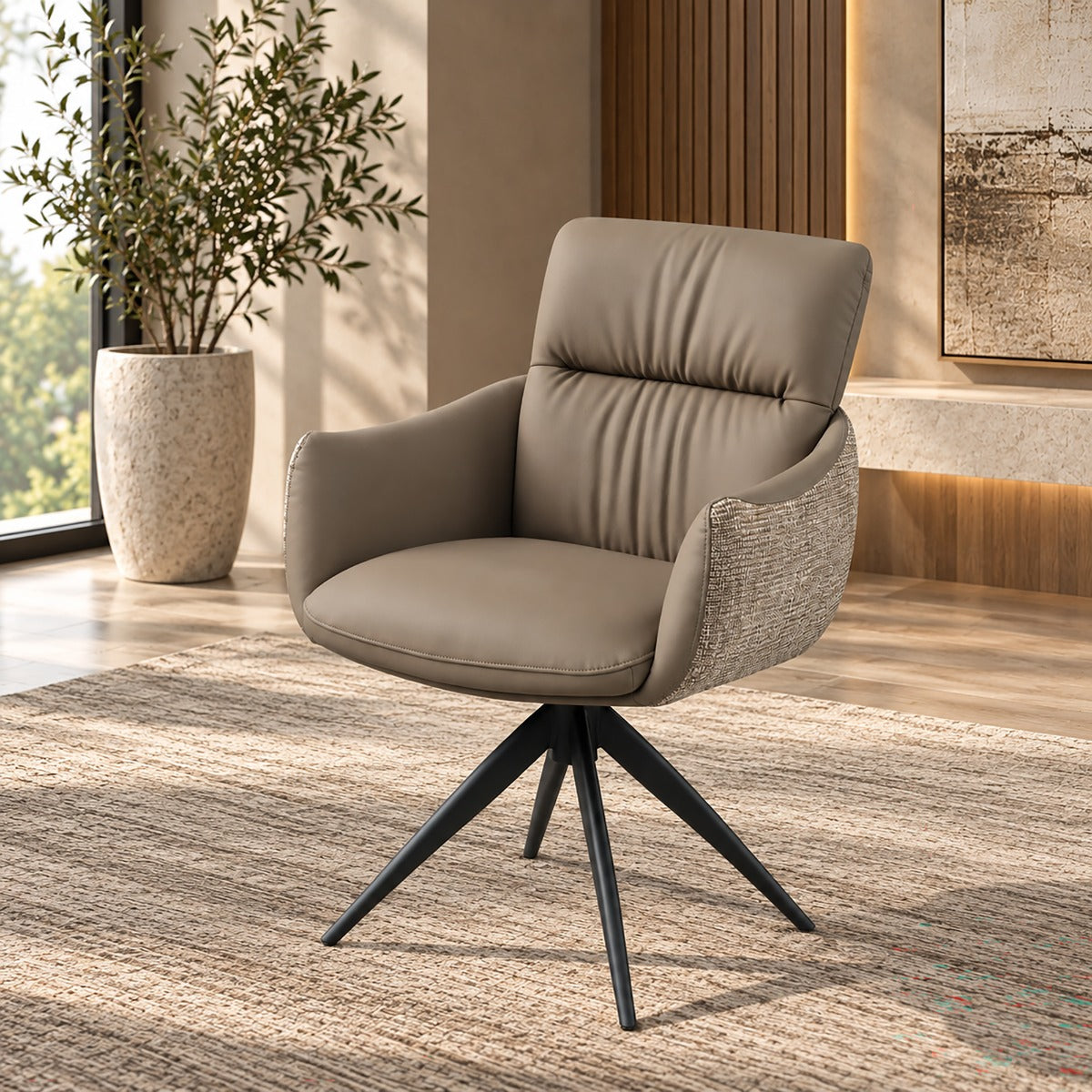 Branson Black Chair W/Swivel (Set-2)