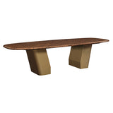 Jamonica Glossy Wood Grain Top/Gold Dining Table