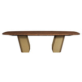 Jamonica Glossy Wood Grain Top/Gold Dining Table