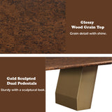 Jamonica Glossy Wood Grain Top/Gold Dining Table