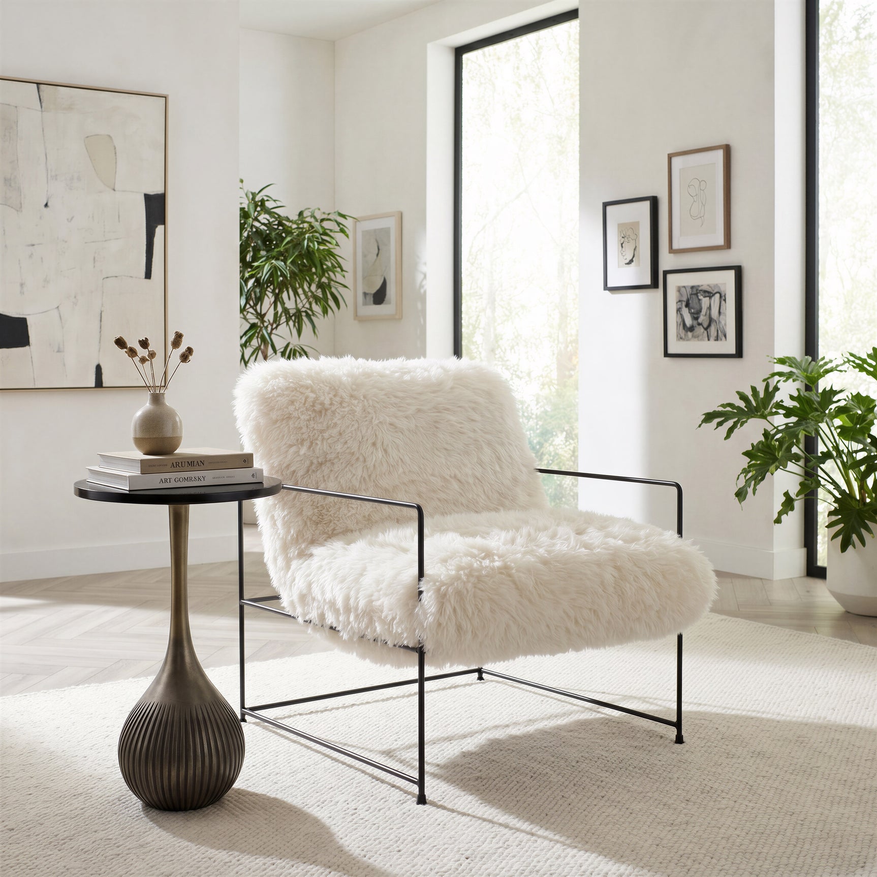 Ionis Black & Antique Silver Accent Table