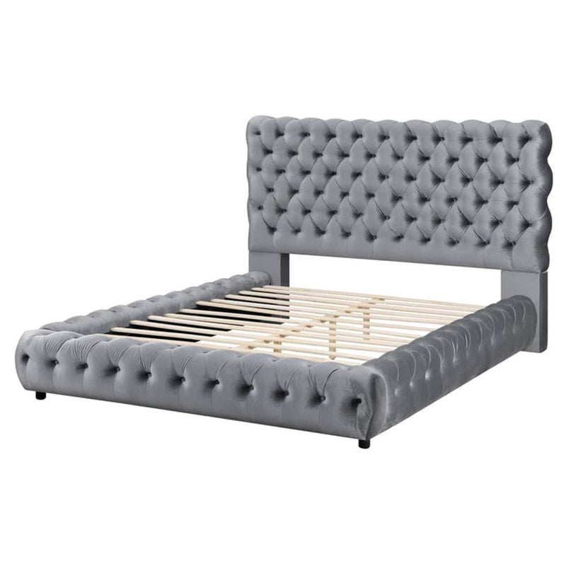 Flory Gray Upholstered Platform Bed