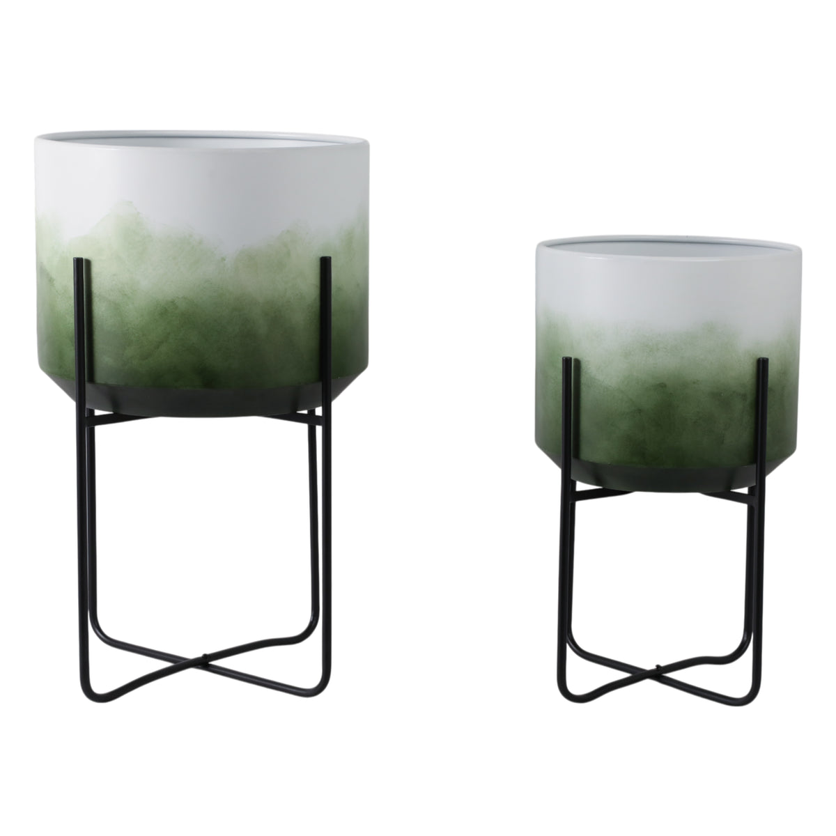 Nicoleham Green/White/Black Planters (Set of 2)