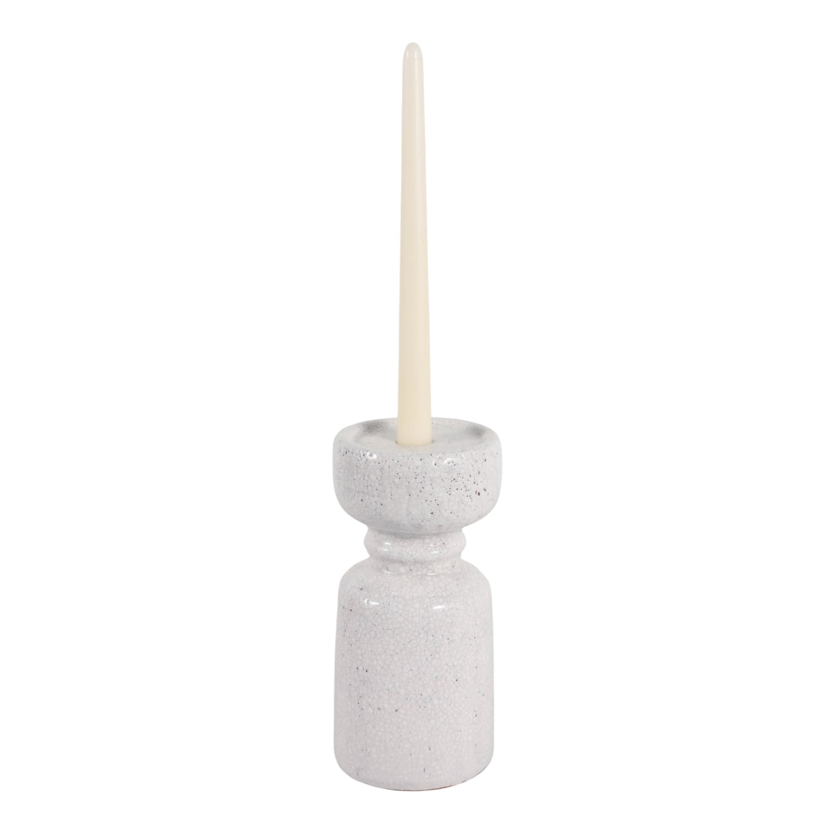 Bethune White Large Crackle Traditional Pillar Holder