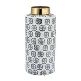 Glen Oaks Navy/White Ceramic Modern Ginger Jar