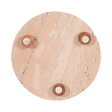 Newtown Tan Travertine Tray on Wood Ball Feet