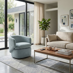 Rheafield Light Blue Modern Swivel Accent Chair