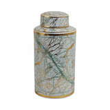 Edendale Green/Gold Large Ceramic Jar with Lid