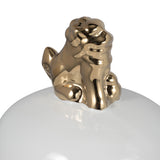 Arlenbeach White/Gold Ceramic Lion Head Temple Jar