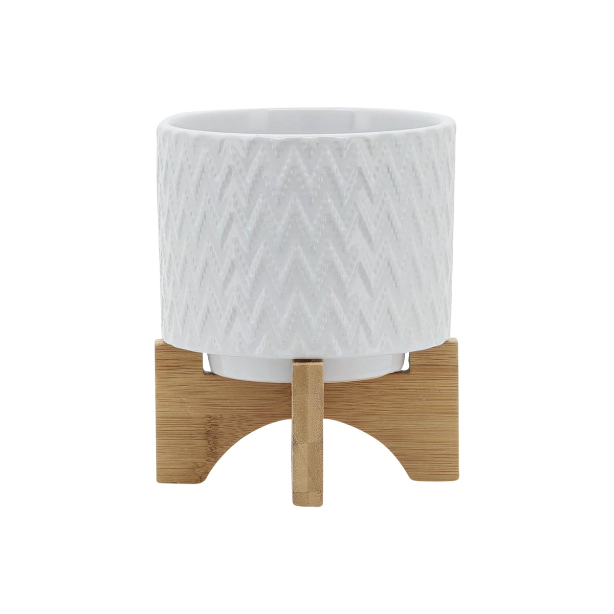 Bannister White Chevron Planter with Stand