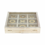 Malibu West White/Gold Wood Tic Tac Toe