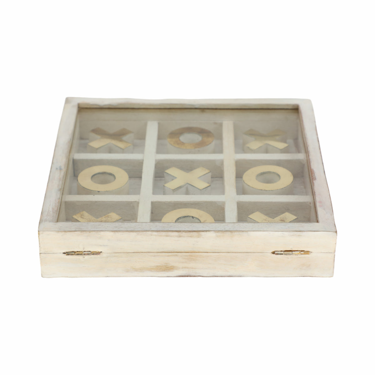 Malibu West White/Gold Wood Tic Tac Toe