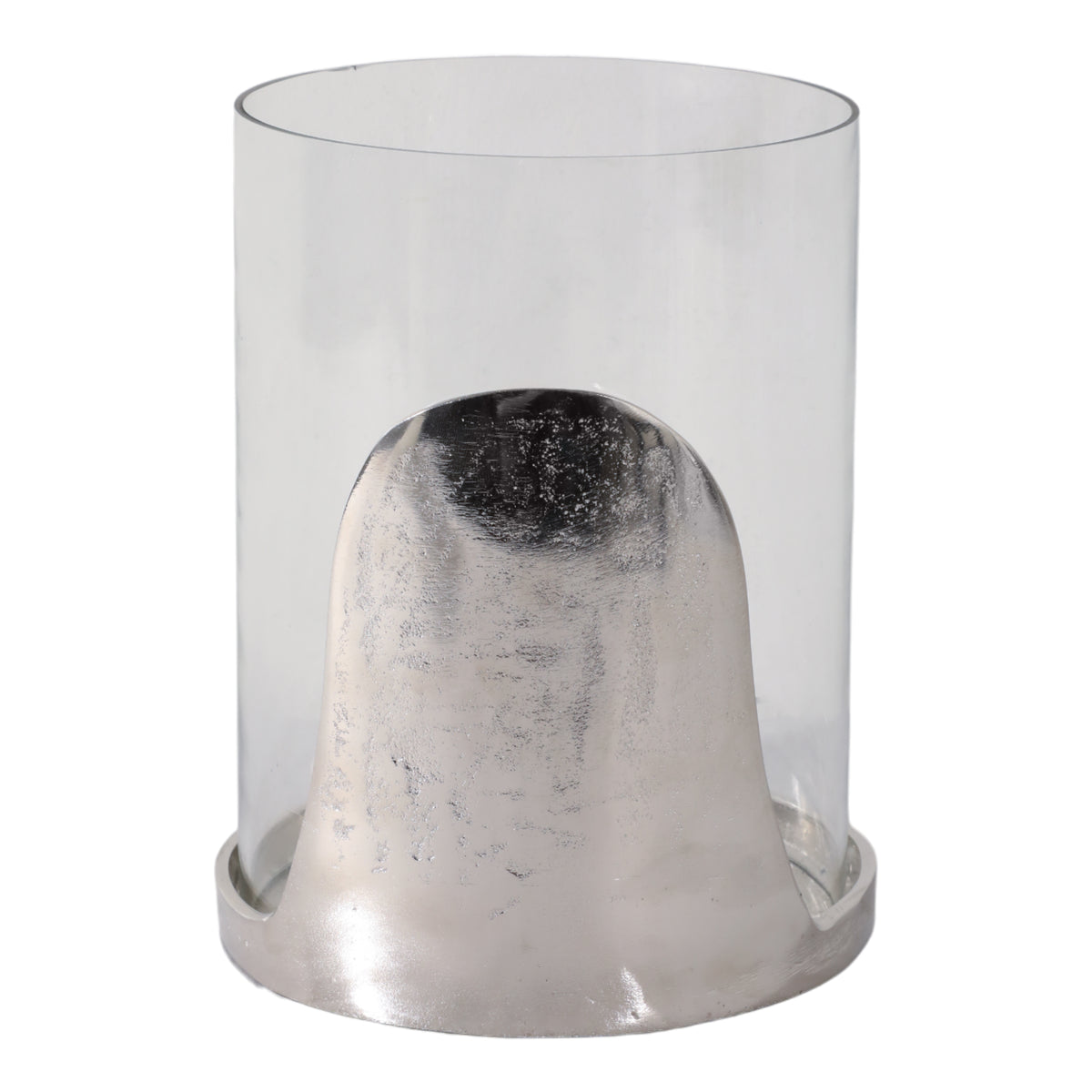 Wilson Grove Silver/Clear Metal Base Hurricane Pillar Holder
