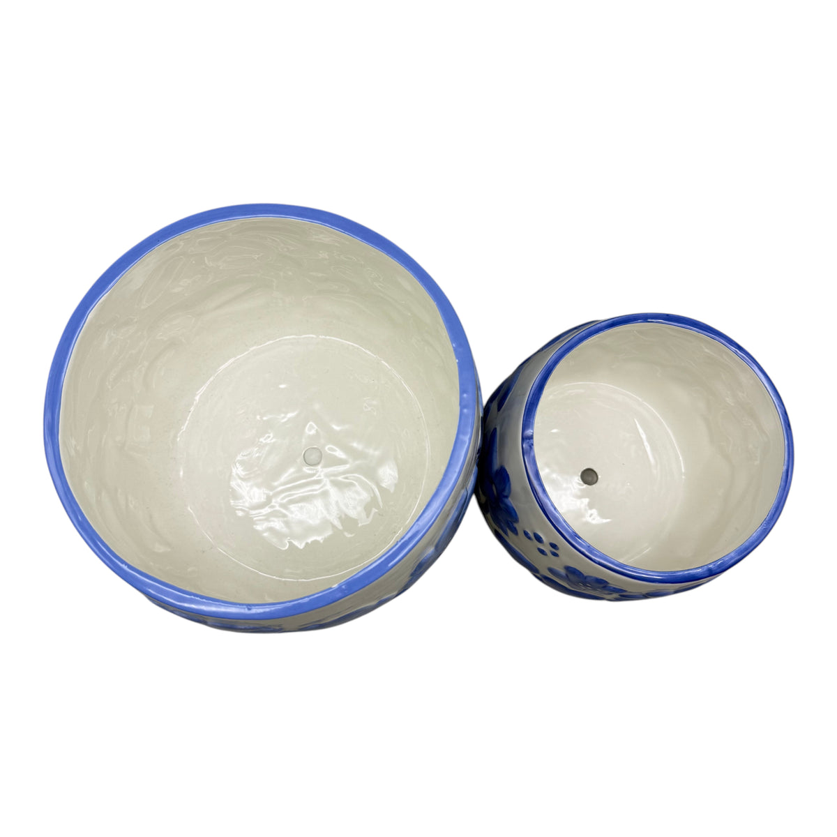 Miranda Blue Floral Embossed Planters (Set of 2)