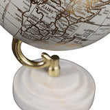 Piedra White/Gold Globe on Ridged Marble Base