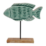 Duncanwick Blue/Brown Large Wood Fish on Base