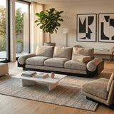Pierpont Bay Tan/Black 3-Seater Bolster Sofa with Wood Base