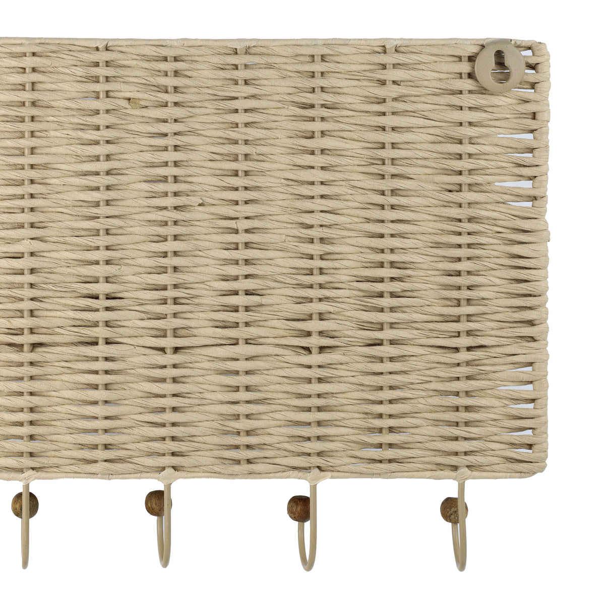 Avalon Natural Scallop Edge Raffia 5-Hook Wall Storage