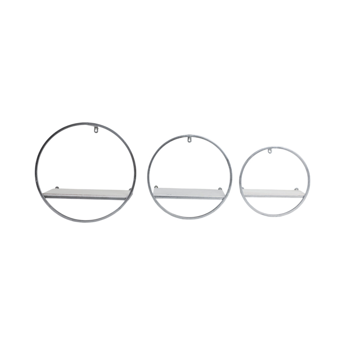 Grenada White/Silver Wood and Metal Wall Shelves (Set of 3)