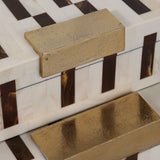 Siberia Brown/Ivory Boxes with Hardware (Set of 2)