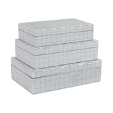 Lyonsville White/Black Checkerboard Etched Boxes (Set of 3)