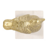 Millerham Gold/White Small Bird on Marble Base Decor