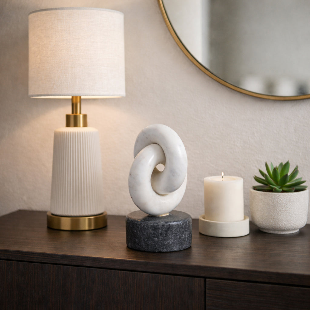 Livingston White/Gray Marble Link Sculpture