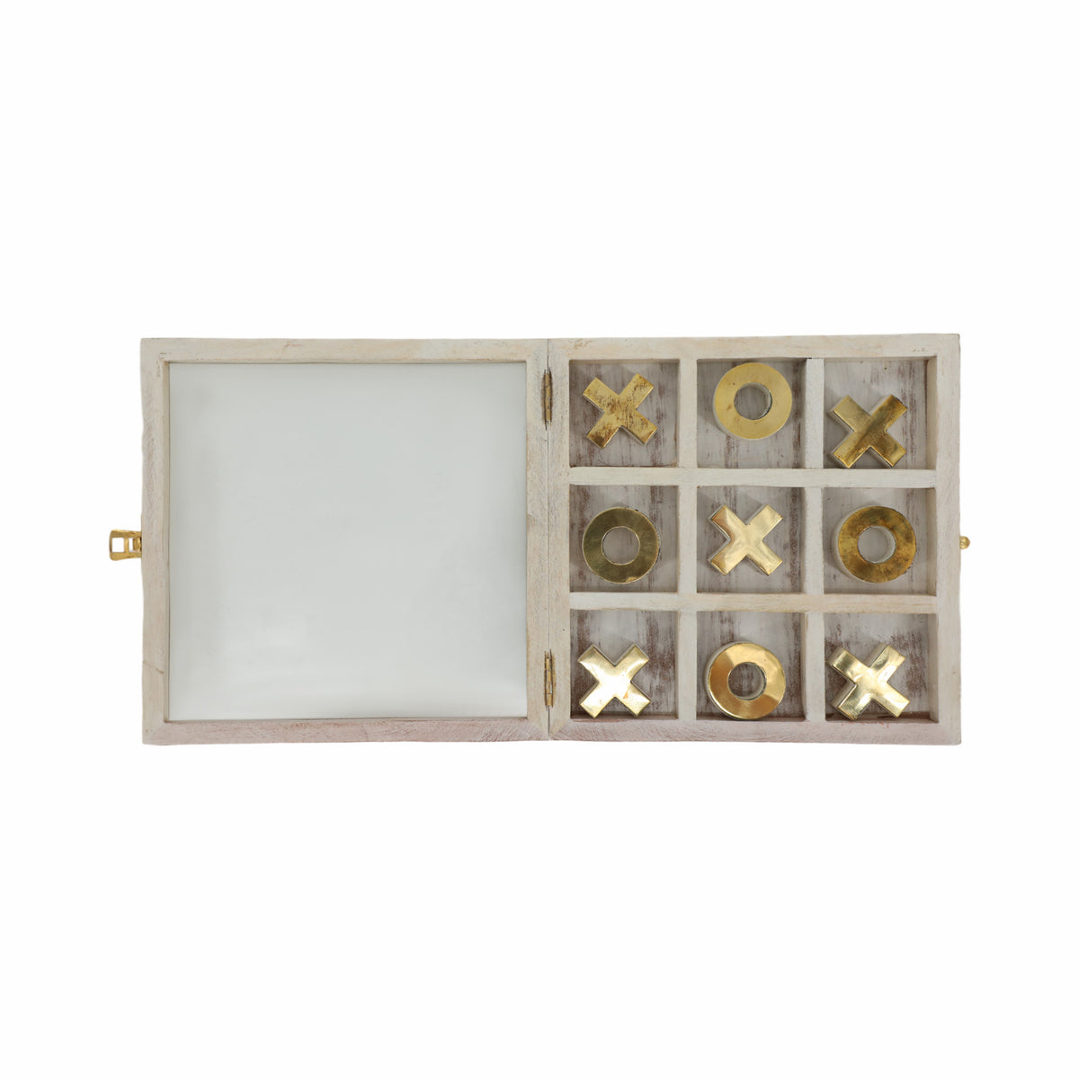 Malibu West White/Gold Wood Tic Tac Toe