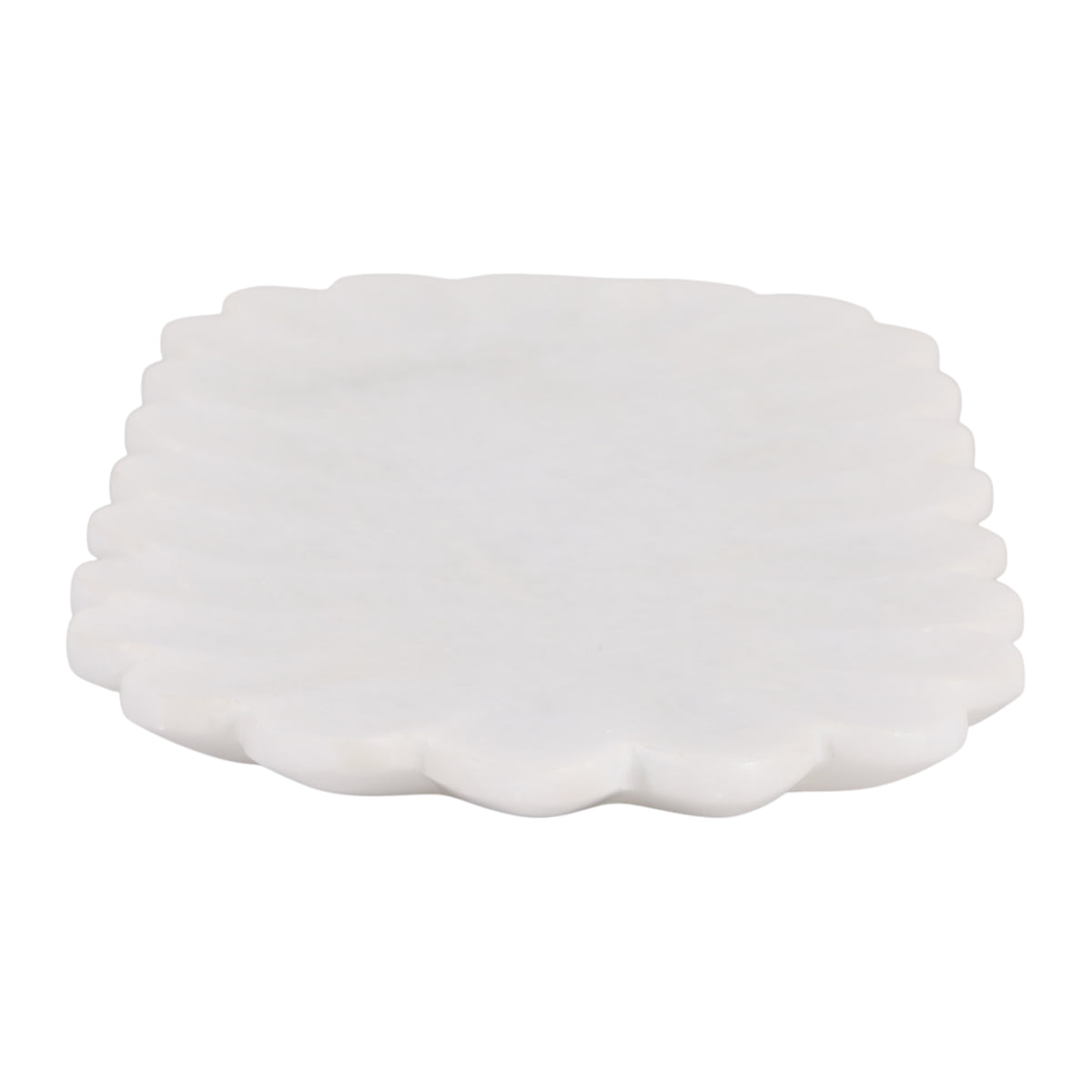 Elvas White Flat Scallop Edge Marble Tray