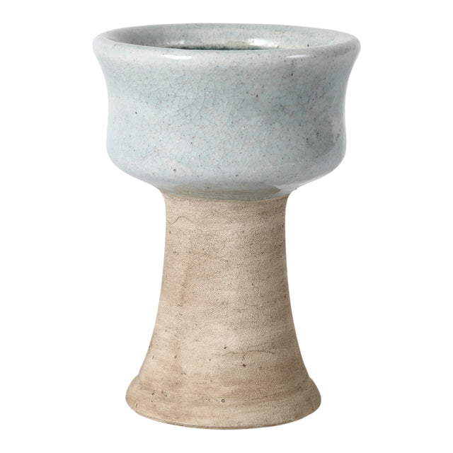 Jamul Blue/Ivory Large 2-Tone Traditional Pillar Holder