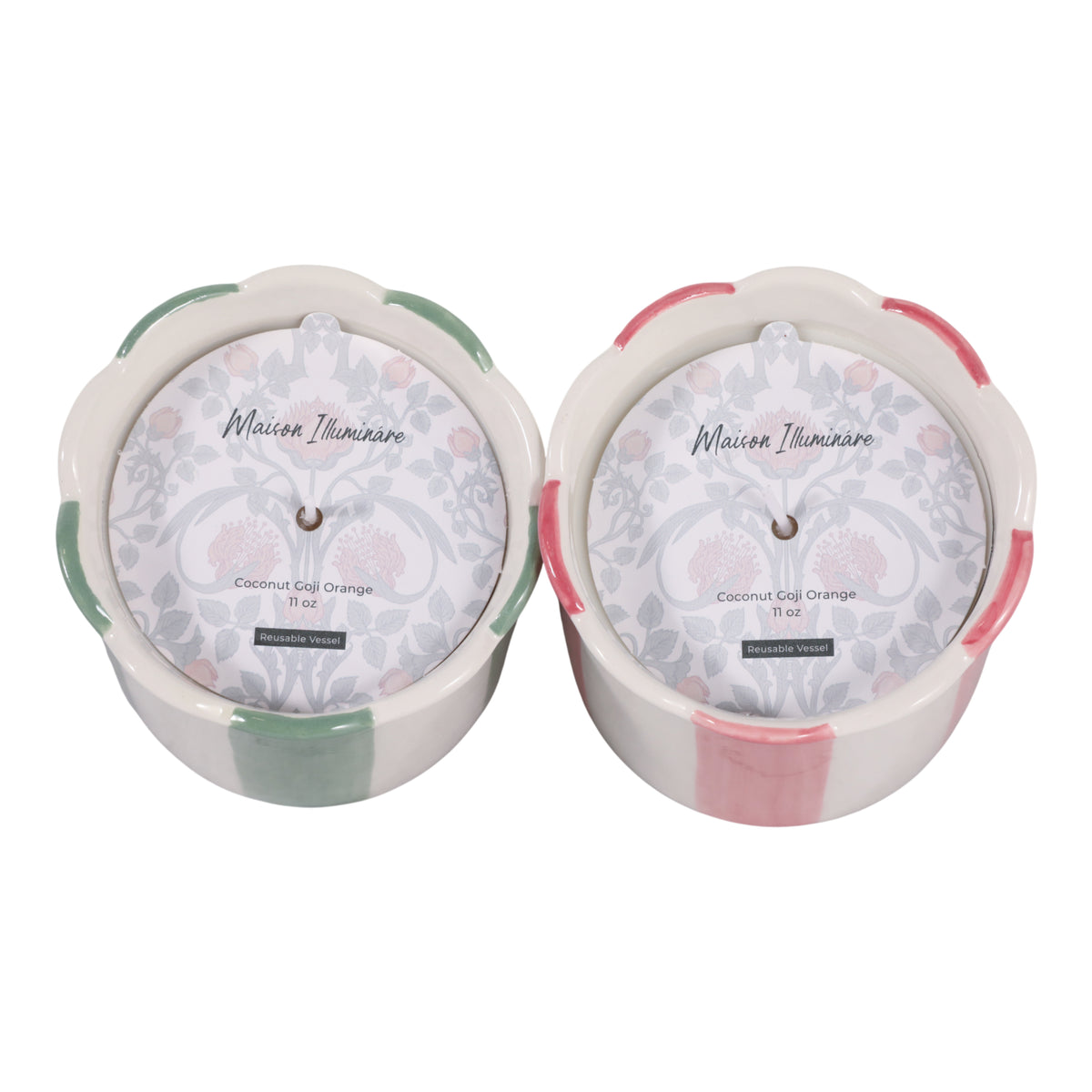 Sun City Multicolor Coconut Goji Orange Stripe Candles (Set of 2)