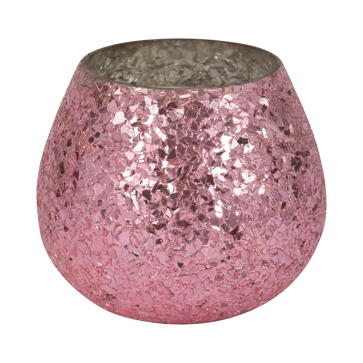 Bodfish Pink Glass Crackled Scented Candle