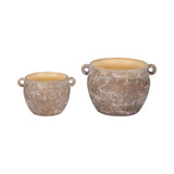 Harvard Brown/Ivory Textured Stoneware Jug Planter