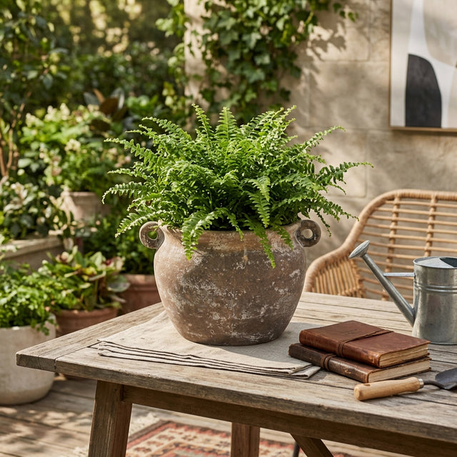 Harvard Brown/Ivory Textured Stoneware Jug Planter