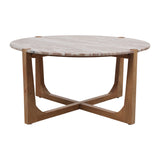 Keystone Tan/Brown Modern Coffee Table with Marble Top