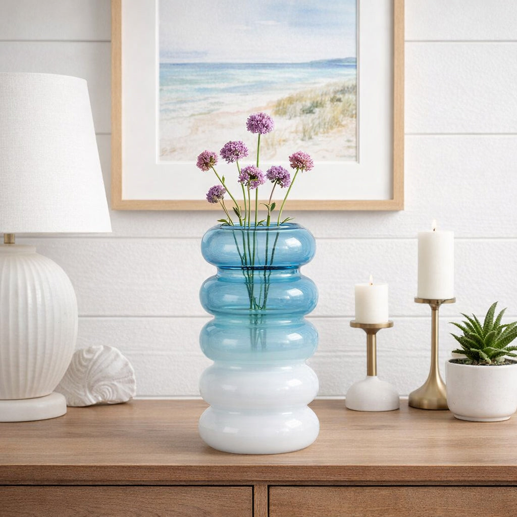 Posts Blue Small Glass Accordion Vase