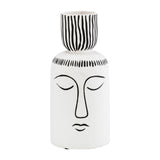 Dozier White/Black Ceramic Sleeping Man Flower Vase