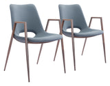 Desi Azure Gray & Walnut Dining Chair (Set of 2)