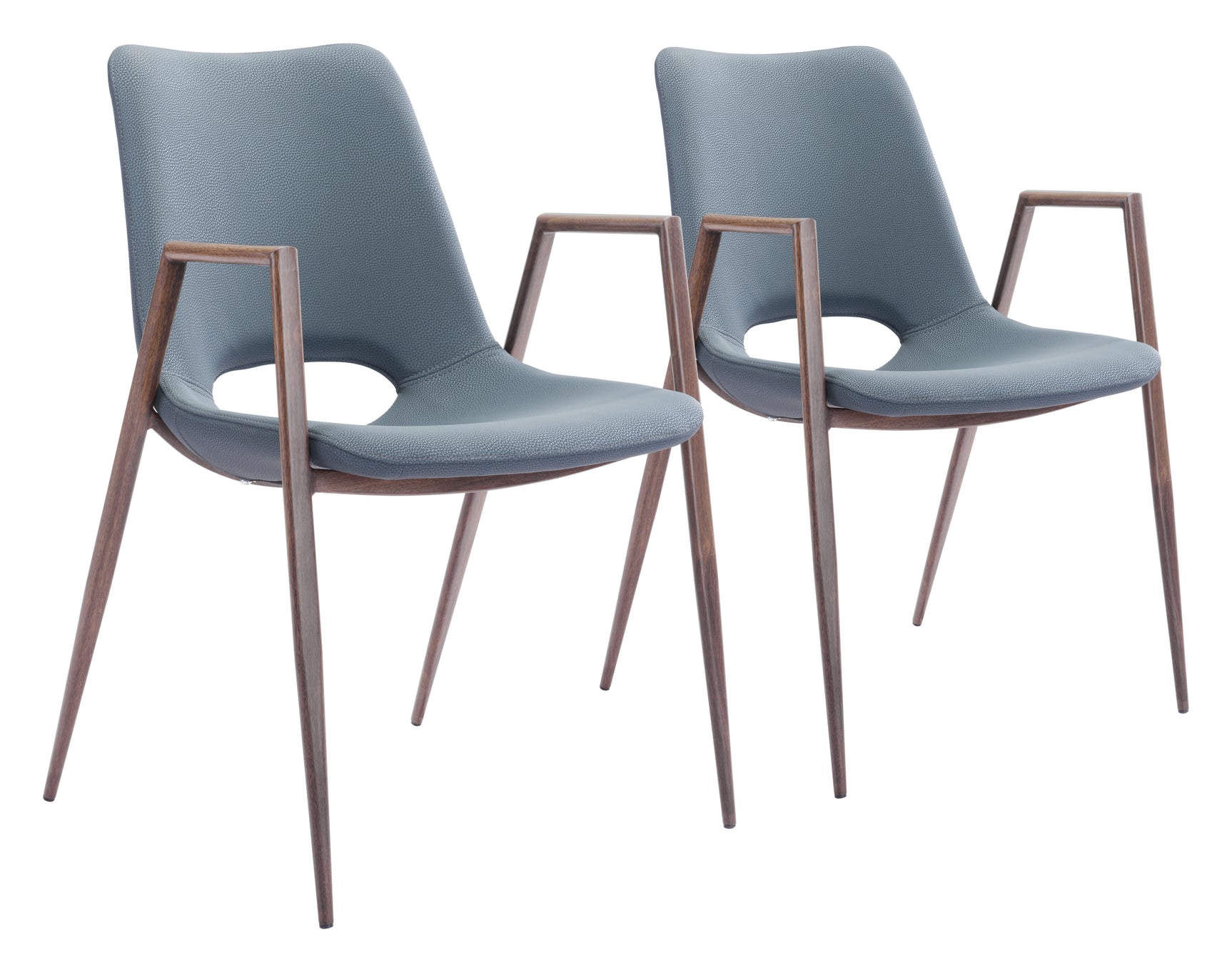 Desi Azure Gray & Walnut Dining Chair (Set of 2)