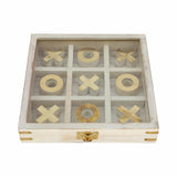 Malibu West White/Gold Wood Tic Tac Toe