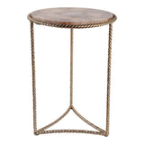 Declez Brown Onyx Quartz Twisted Leg Side Table