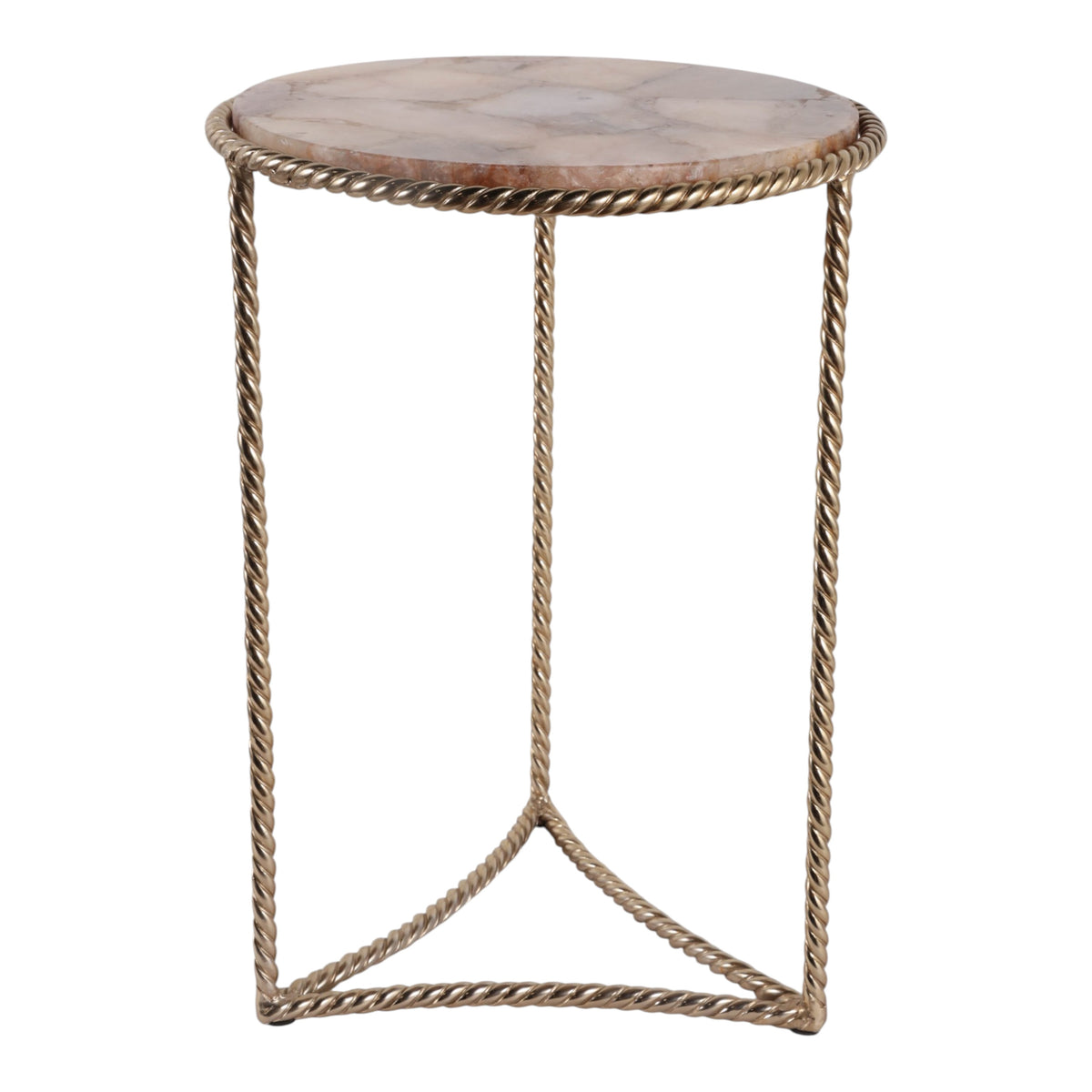 Declez Brown Onyx Quartz Twisted Leg Side Table