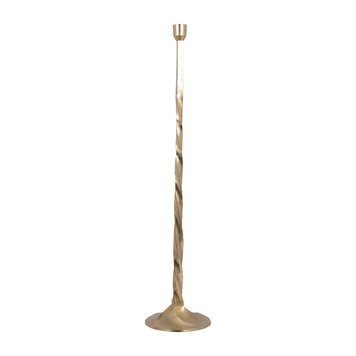 Toners Place Gold Metal Twisted Floor Taper Candle Holder