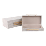 Mohawk White Rectangular Boxes with Double Hardware (Set of 2)