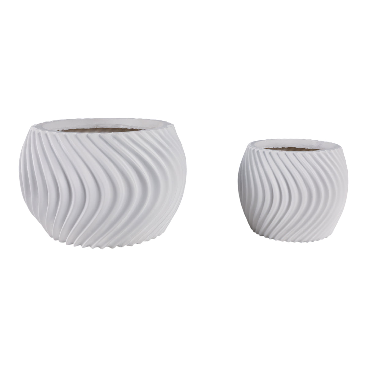 Commerce White Curvy Lines Rounded Planters (Set of 2)