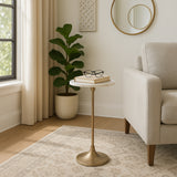 Beaumont White/Gold Drink Table with Marble Top