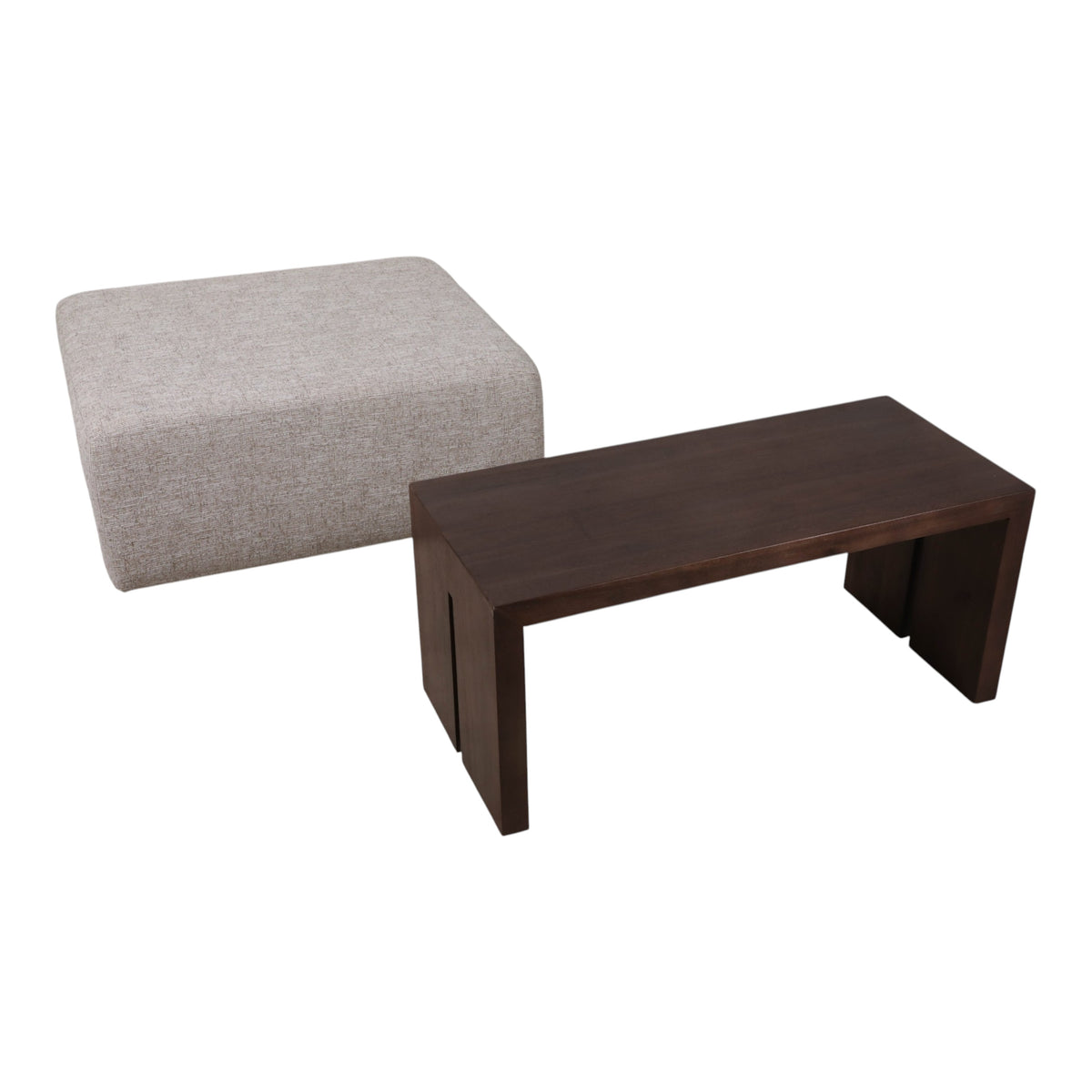 Drydenford Ivory/Brown Square Ottoman with Wood Table